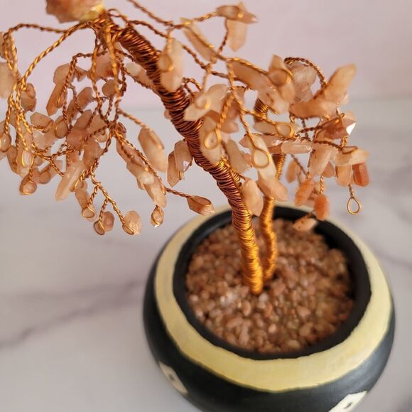 Peach wire tree geometric pottery vase decor - Picture 4 of 5